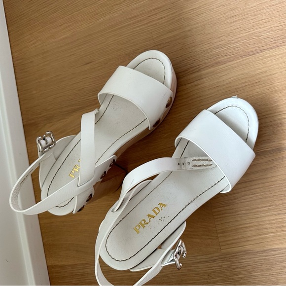Prada White Chunky Heels Size 38.5 - Picture 2 of 8